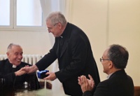 The St. Ignatius Medal awarded to Cardinal Luis Ladaria.